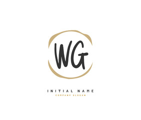 Obraz premium W G WG Beauty vector initial logo, handwriting logo of initial signature, wedding, fashion, jewerly, boutique, floral and botanical with creative template for any company or business.