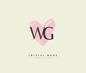W G WG Beauty vector initial logo, handwriting logo of initial signature, wedding, fashion, jewerly, boutique, floral and botanical with creative template for any company or business.