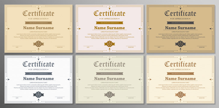 Certificate. Template diploma currency border. Award background Gift voucher. Vector illustration.