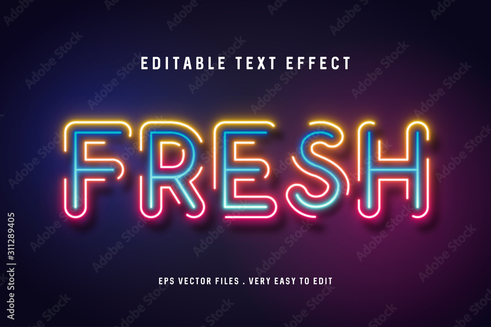 Wall mural fresh neon light text effect, editable text - Wall murals
