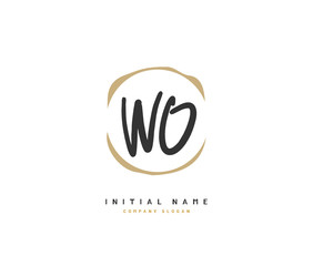 Obraz premium W O WO Beauty vector initial logo, handwriting logo of initial signature, wedding, fashion, jewerly, boutique, floral and botanical with creative template for any company or business.