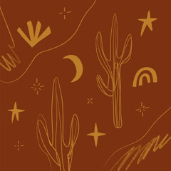 Materiał do szycia Modern Terracotta Background With Hand-drawn Graphic Brush Terrazzo Elements Abstract Lines Stylish Poster Vector Clipart