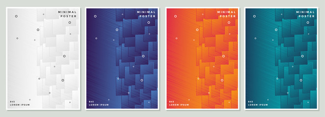 Cover set with abstract geometric pattern with cubes background.