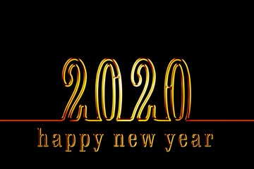 Illustration of gold 2020. Happy new year character. 3d. 金色の2020のイラスト 新年おめでとうの文字 3d	