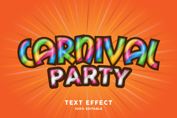 Carnival party style festival text effect, editable text