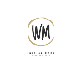 W M WM Beauty vector initial logo, handwriting logo of initial signature, wedding, fashion, jewerly, boutique, floral and botanical with creative template for any company or business.