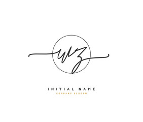 W Z WZ Beauty vector initial logo, handwriting logo of initial signature, wedding, fashion, jewerly, boutique, floral and botanical with creative template for any company or business.