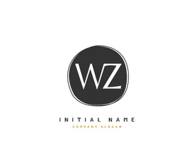 W Z WZ Beauty vector initial logo, handwriting logo of initial signature, wedding, fashion, jewerly, boutique, floral and botanical with creative template for any company or business.