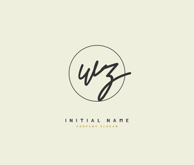 W Z WZ Beauty vector initial logo, handwriting logo of initial signature, wedding, fashion, jewerly, boutique, floral and botanical with creative template for any company or business.