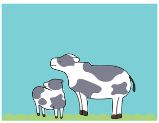 親子の牛のイラスト