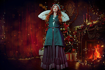 Fototapeta premium fairy with magnificent red hair