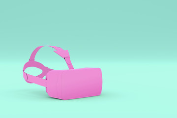 VR Goggles Headset with pastel tone color. Modern Tech Design in Minimal Style. Trendy mint duotone effect. Perspective view. 3D render Illustration.