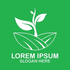 Vector logo design illustration for agriculture, farm, agronomy, rural country farming field, soil farm, crop field, pasture, milk, barn, nature, ecology, forestry, reforestation.