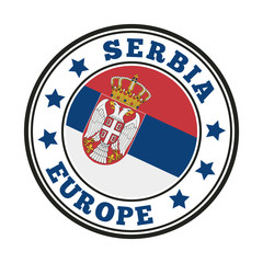 Serbia sign with flag logo. Vector illustration.