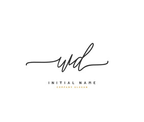 W D WD Beauty vector initial logo, handwriting logo of initial signature, wedding, fashion, jewerly, boutique, floral and botanical with creative template for any company or business.