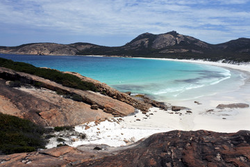 Aerial view of Thistle cove in Cape le grand Western Australia