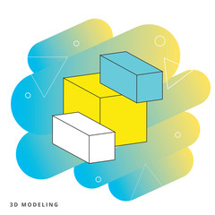 3D modeling thin line vector icon