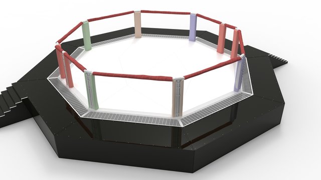 3d rendering of a fighting mma ring cage isolated in studio background