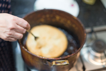 Traditional mongolian food of Baursak.