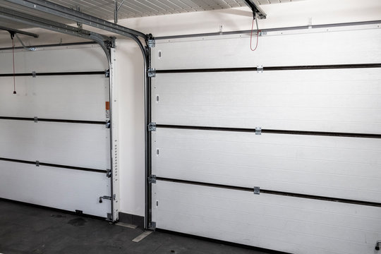 Automatic garage doors. View from the garage.