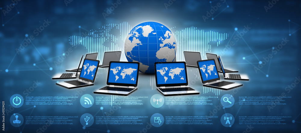 Poster 3d rendering technology computer network