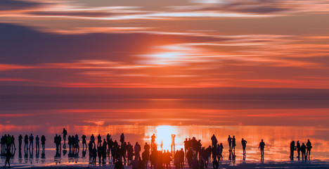 Amazing sunset over the Salt Lake in Ankara