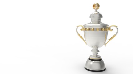 3d rendering of a championship trophy award isolated in studio