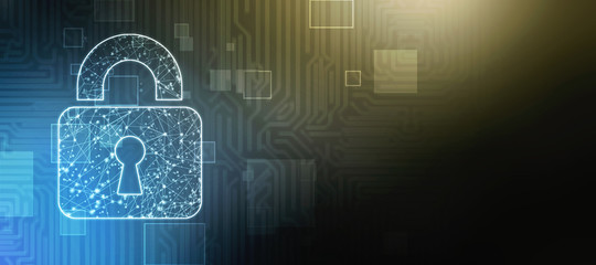 2d illustration Safety concept: Closed Padlock on digital background