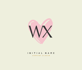 W X WX Beauty vector initial logo, handwriting logo of initial signature, wedding, fashion, jewerly, boutique, floral and botanical with creative template for any company or business.