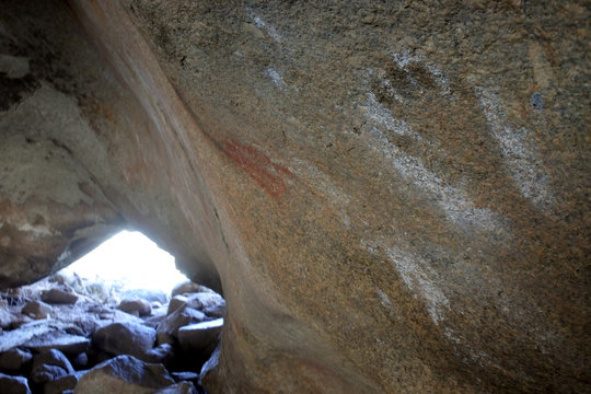 Ancient Aboriginal Australian indigenous rock painting in Western Australia