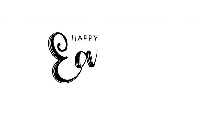 Happy easter lettering modern calligraphy style. Animation on white background.