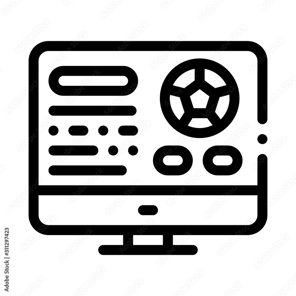 Poster soccer website on screen icon vector. outline soccer website on screen sign. isolated contour symbol