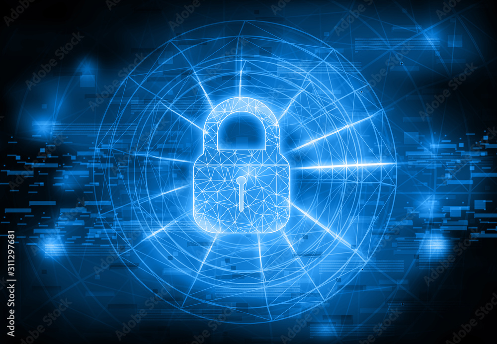 Aufkleber background image of internet security. closed padlock in digital tech background. safety concept. di