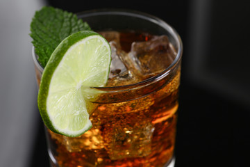 cocktail with cola and mint