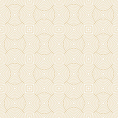 Line circle abstract background seamless pattern gold luxury color. Design of geometric overlapping circle vector.