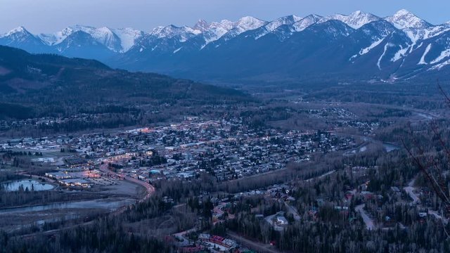 Sunrise time-lapse of town of Fernie British Columbia