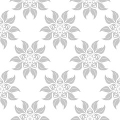 Floral seamless pattern. Blue flowers on white background