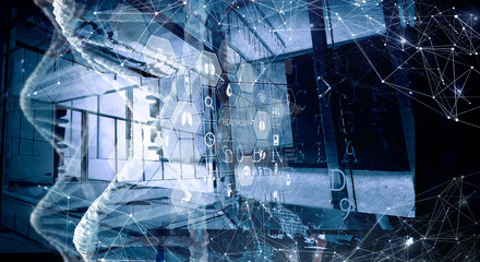 Biotechnology digital background . Mixed media