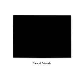 Vector isolated simplified illustration icon with black map's silhouette of State of Colorado (USA). White background