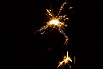 Close-Up Of Illuminated Sparklers At Night