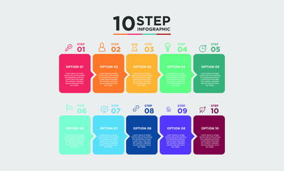 10 step infographic element. Business concept with 4 options and number, steps or processes. data visualization. Vector illustration.