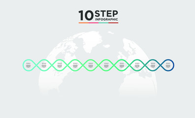 10 step infinity infographic element. Business concept with 4 options and number, steps or processes. data visualization. Vector illustration.