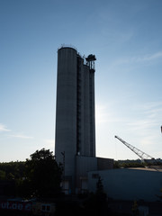 silhouette picture of silo in rural area og Germany