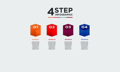 4 step hexagon infographic element. Business concept with 4 options and number, steps or processes. data visualization. Vector illustration.