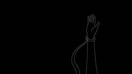 hand with fetters on back background