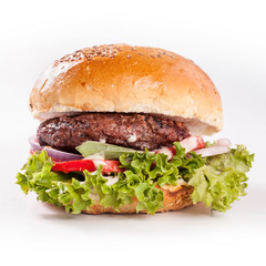 classic hamburger with souce and juice