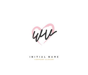 W V WV Beauty vector initial logo, handwriting logo of initial signature, wedding, fashion, jewerly, boutique, floral and botanical with creative template for any company or business.