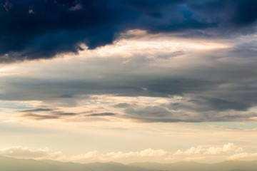 colorful dramatic sky with cloud at sunset