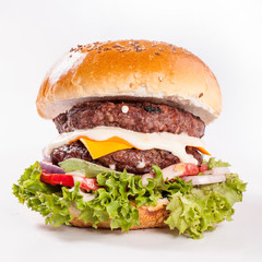 american double hamburger with souce