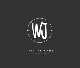 Fototapeta na wymiar W J WJ Beauty vector initial logo, handwriting logo of initial signature, wedding, fashion, jewerly, boutique, floral and botanical with creative template for any company or business.
